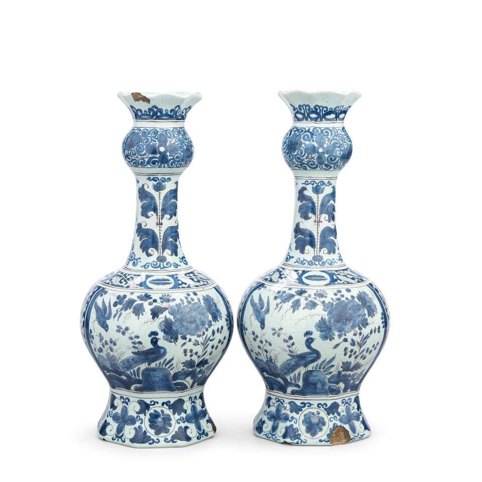 A pair of Delft blue and white vases (1 of 2)