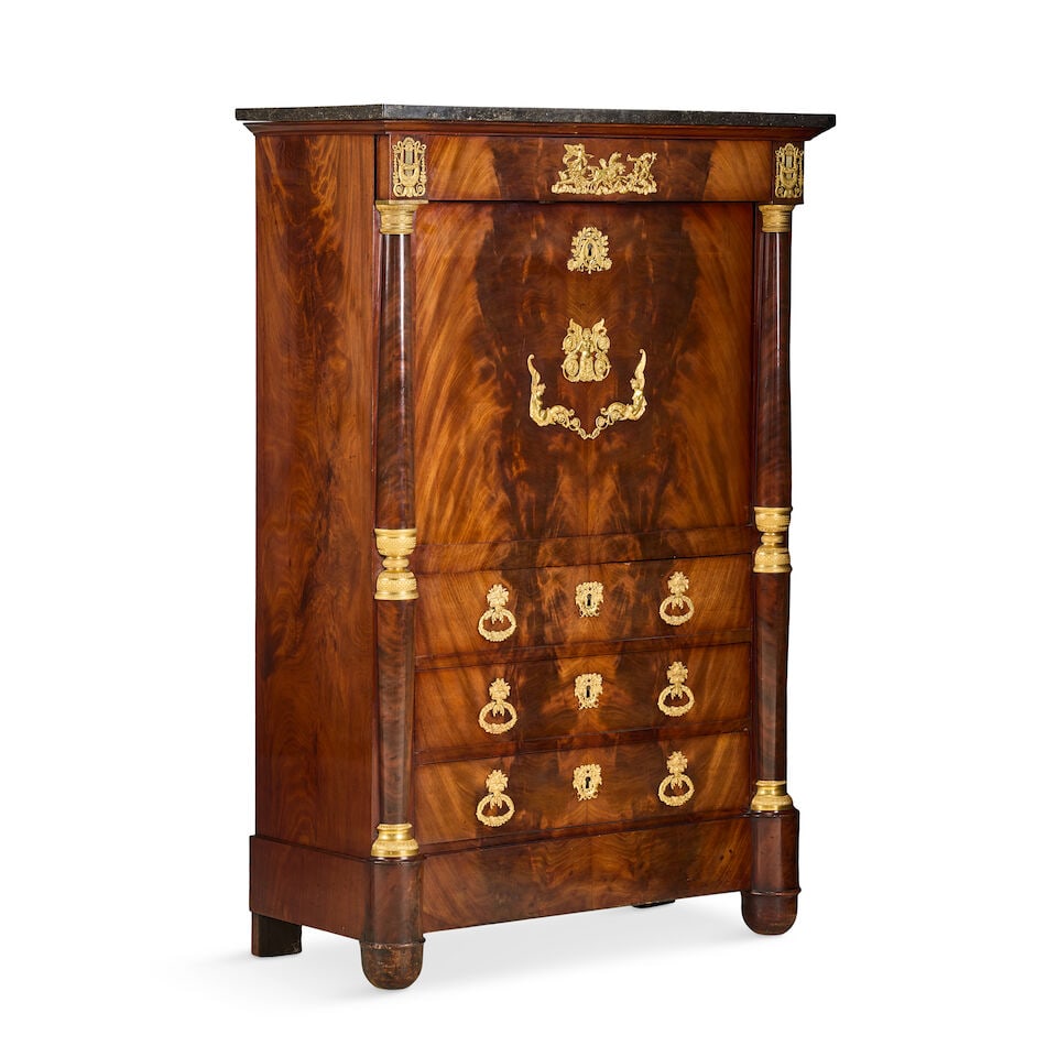 An Empire or Restauration ormolu mounted mahogany secretaire a abattant 1815-1820 - 2