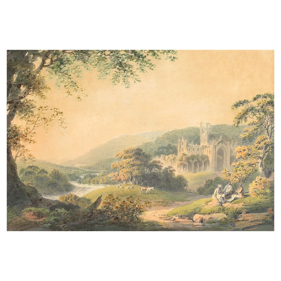 Francis Nicholson (British 1753-1844 London) Kirkstall Abby, West Yorkshire: Francis Nicholson (British 1753-1844 London) Kirkstall Abby, West Yorkshire watercolour over traces of pencil 28 x 39cm (11 x 15 3/8in). Footnotes: Provenance With Abbott & Holder, London. Private co