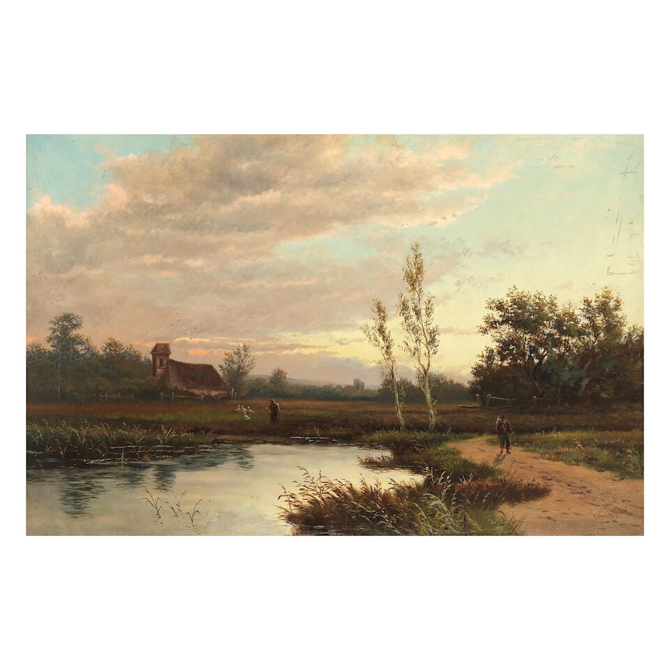John Horace Hooper (British, fl.1885-1899) Evening on the river Ouse, York (1 of 3)