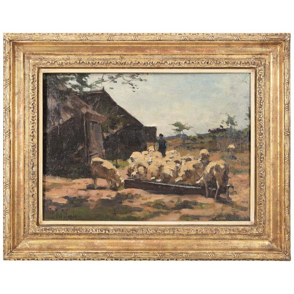 Herman Johannes van der Weele (Dutch, 1852-1930) Sheep flock grazing - 2
