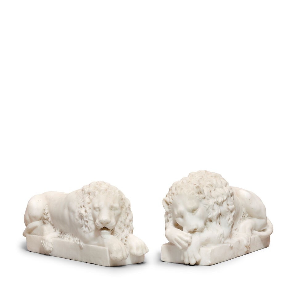 After Antonio Canova (Italian, 1757-1822): A pair of late 19th century Italian carved marble mod... - 2