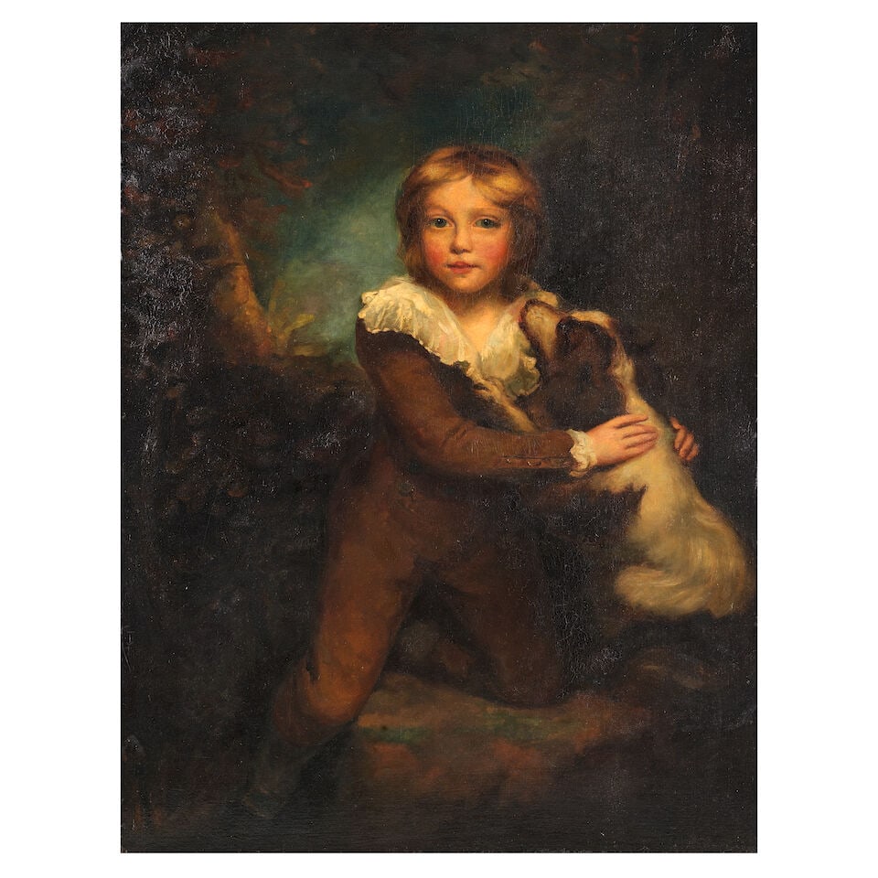 English School, late 18th Century Portrait of a young boy with a dog, full length (1 of 3)