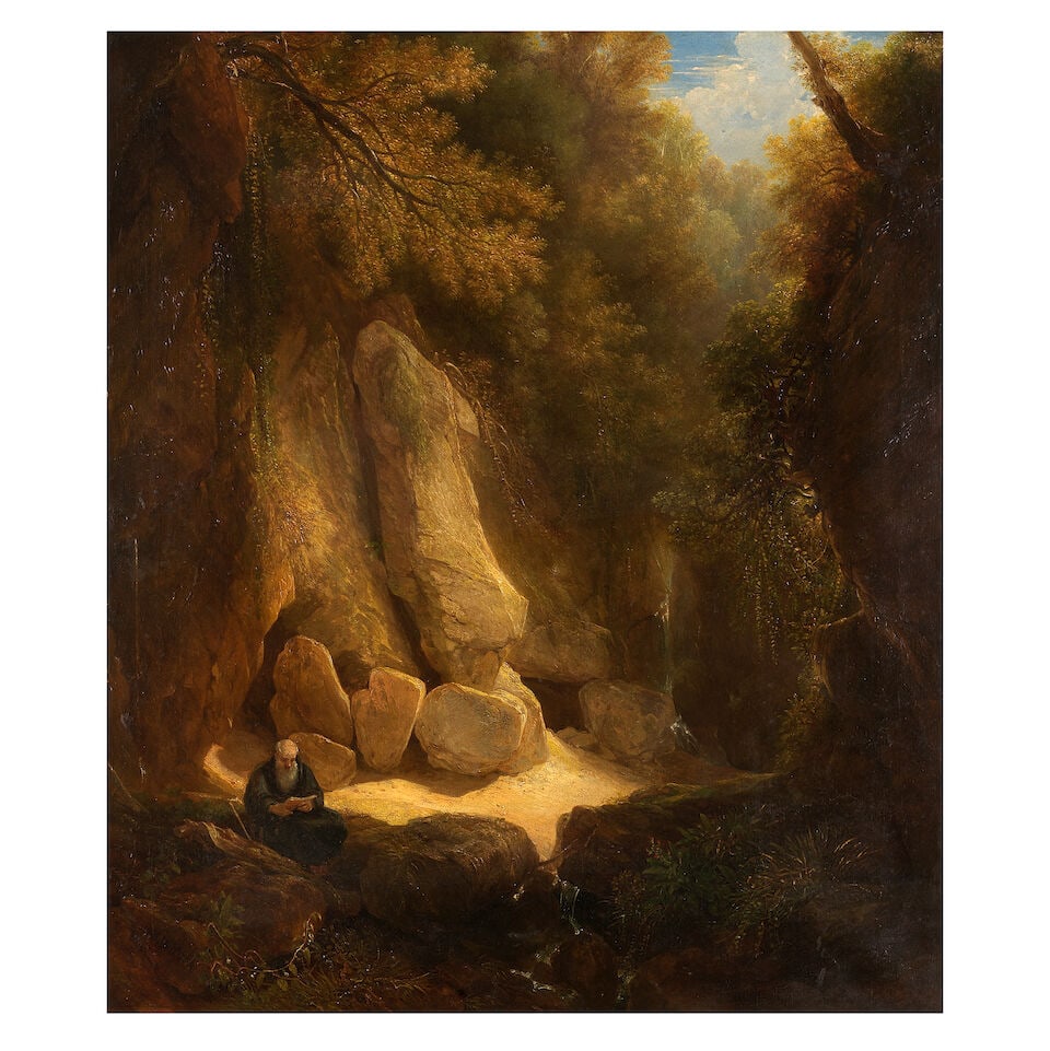 Andrew Wilson (Scottish, 1780-1848) St Benedict, Subiaco: Andrew Wilson (Scottish, 1780-1848) St Benedict, Subiaco signed 'A.WILSON' (lower left) oil on canvas 103 x 88cm (40 9/16 x 34 5/8in). Footnotes: Provenance Private collection, UK. (Purchased from the