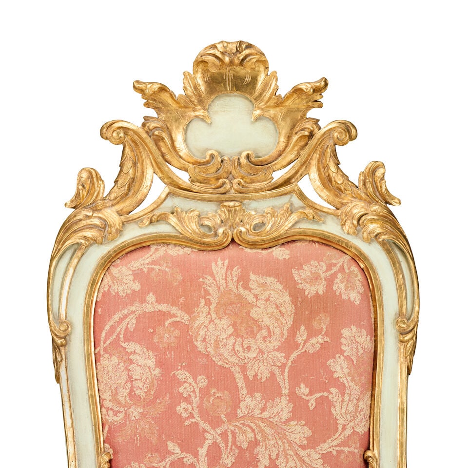 A large Italian 18th century painted and parcel gilt 'throne' type armchair - 5