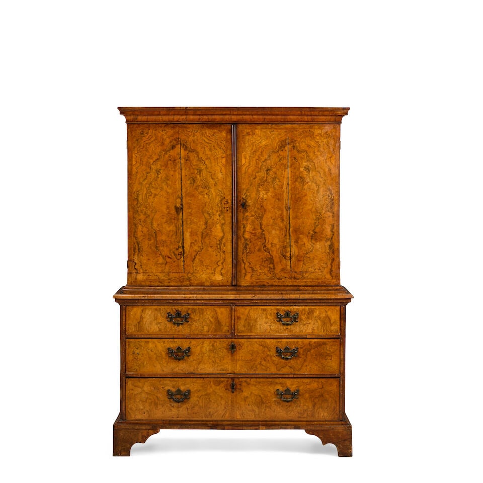 A Queen Anne figured walnut and featherbanded cabinet on chest Circa 1710, possibly by John Coxed (1 of 4)
