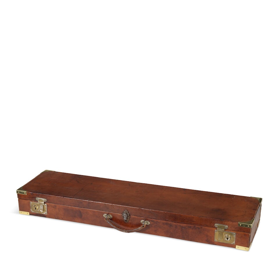 An early 20th century leather gun case, later converted to a humidor by Taylor and Mason - 2