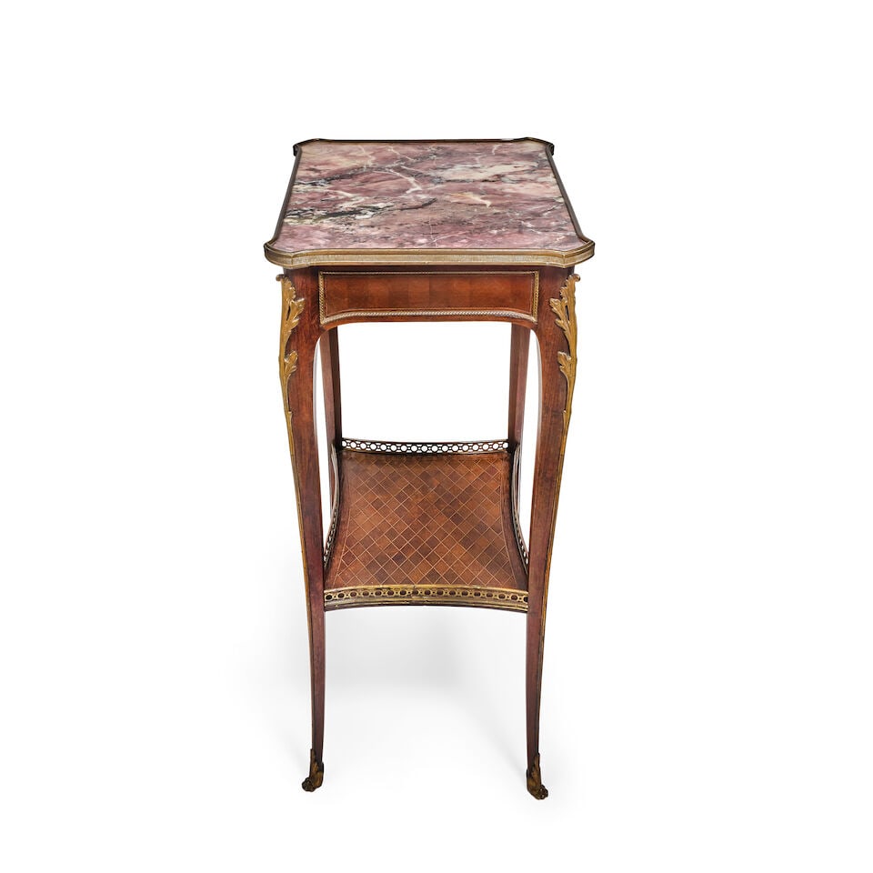 A French late 19th century ormolu mounted amaranth and sycamore table a ambulante attributed to ... - 2