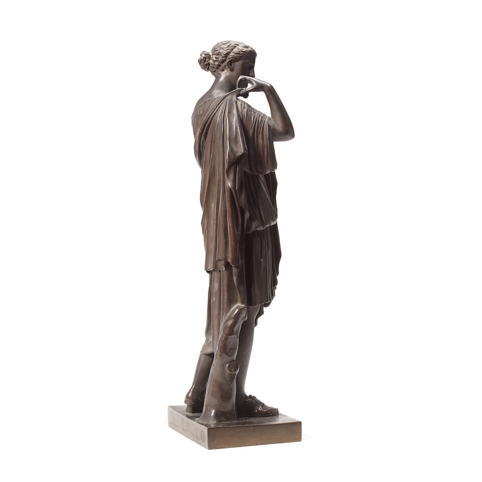 A late 19th century French patinated bronze figure of Diana de Gabies After the Antique, cast by... - 2