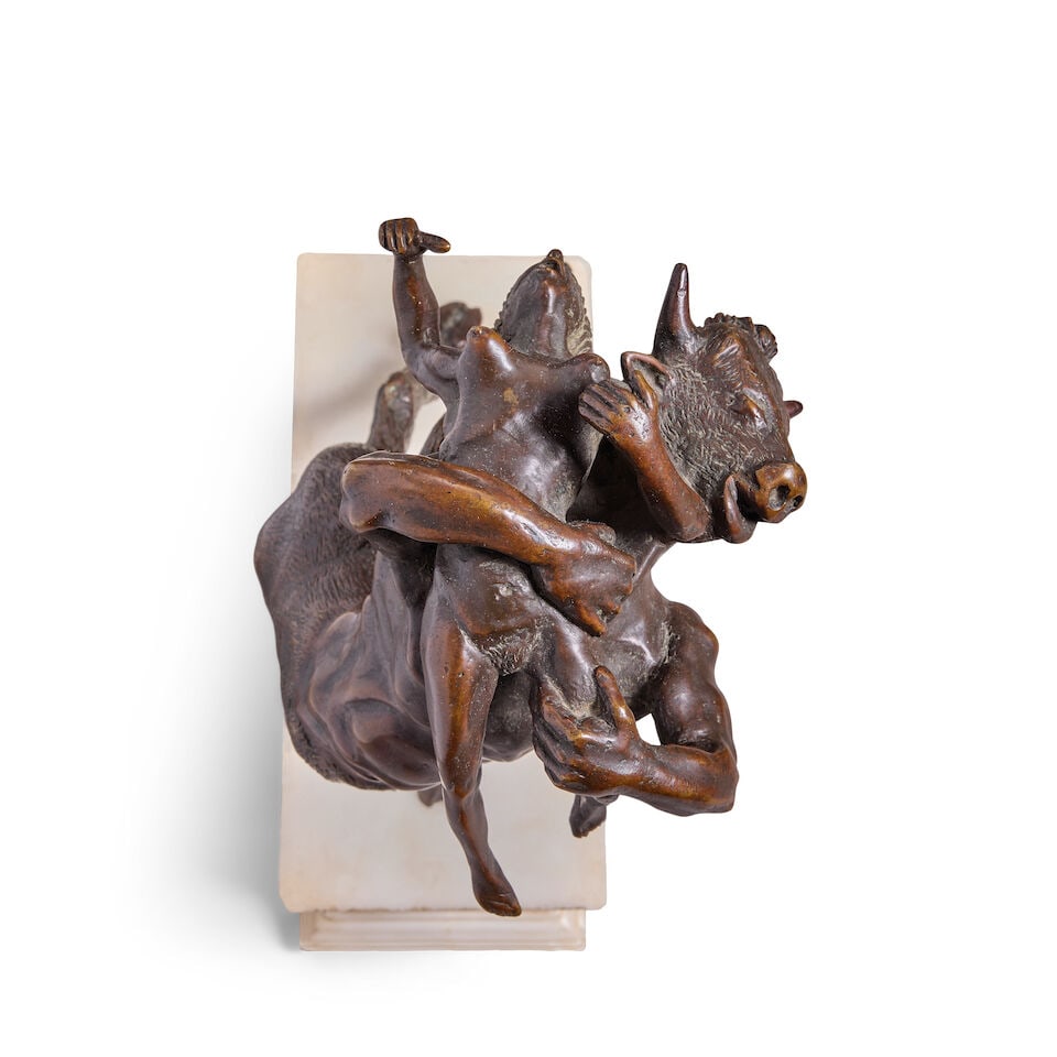 An Italian patinated bronze group of a minotaur and a maiden - 2