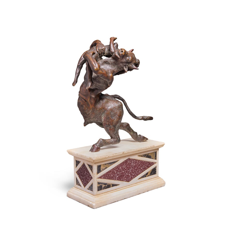 An Italian patinated bronze group of a minotaur and a maiden - 3