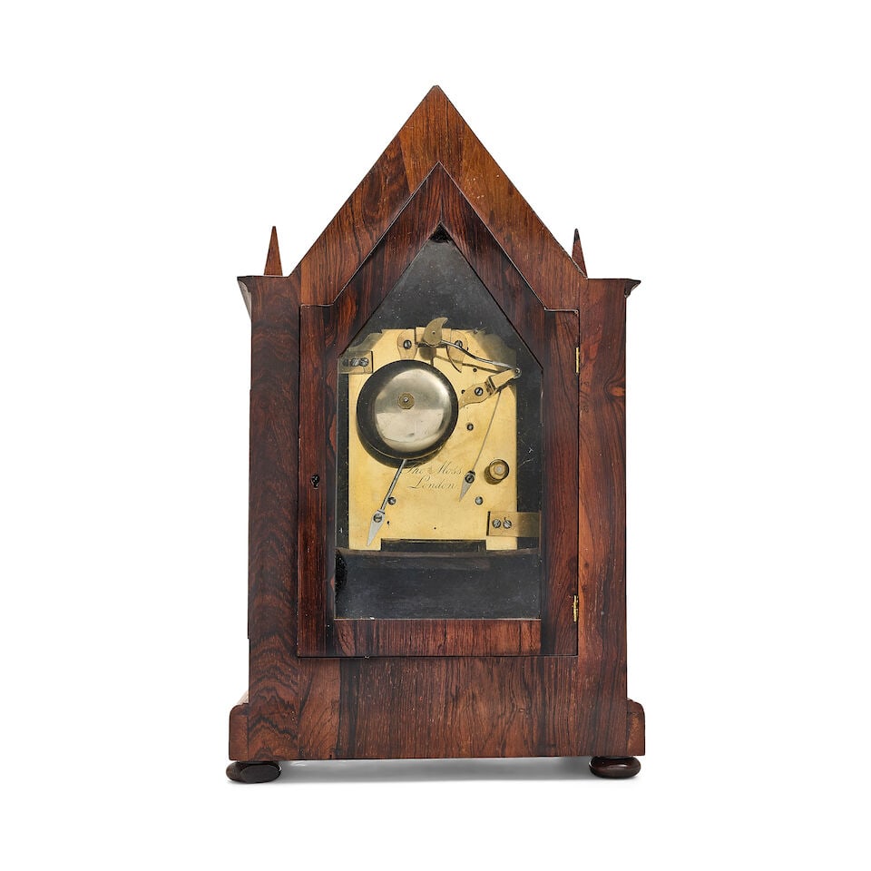 An early Victorian rosewood and brass inlaid table clock The dial and backplate signed Thos. Mos... - 2
