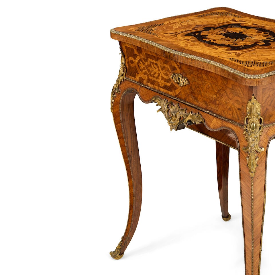 A French mid 19th century ormolu mounted tulipwood, ebonised, stained sycamore and fruitwood mar... - 3