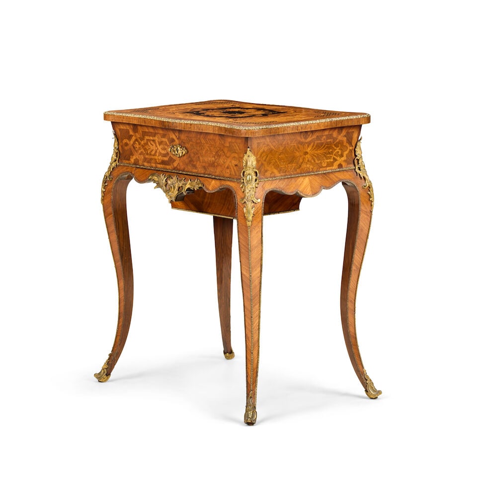 A French mid 19th century ormolu mounted tulipwood, ebonised, stained sycamore and fruitwood mar... - 4