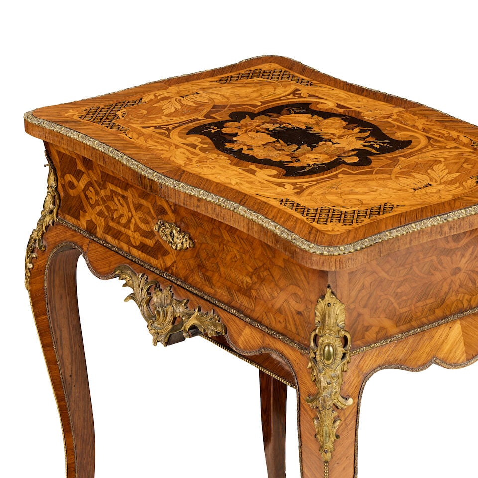 A French mid 19th century ormolu mounted tulipwood, ebonised, stained sycamore and fruitwood mar... - 6