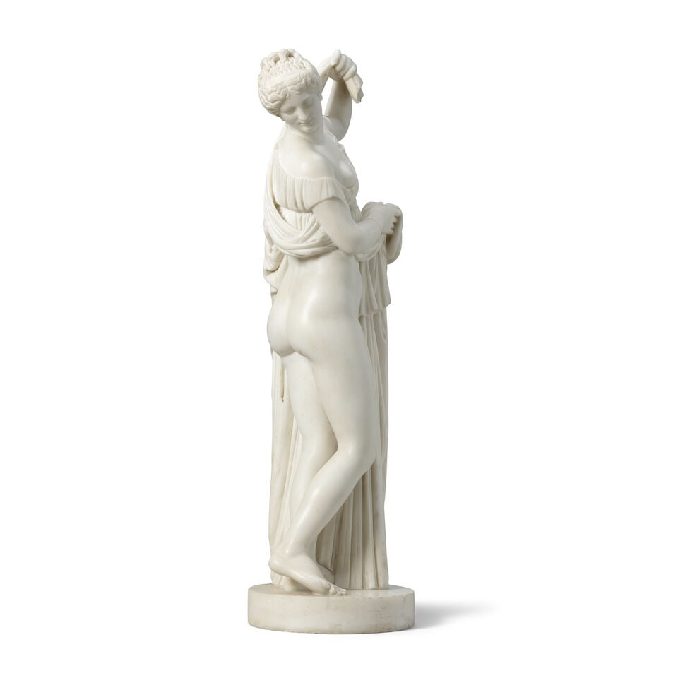 A 19th century carved white marble figure of the Bathing Venus English or Italian - 6