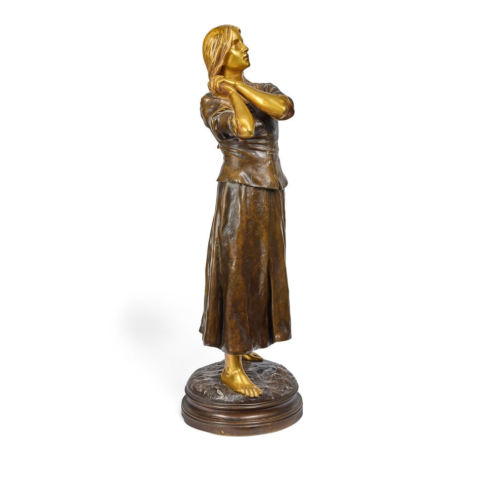 Raoul Larche (French, 1860-1912): A patinated and gilt bronze figure of La Foi ou Jeanne d'Arc - 3