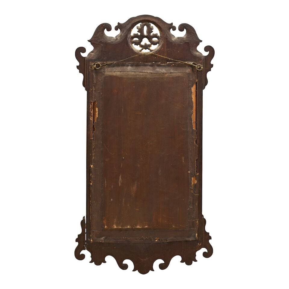 A matched pair of parcel gilt fret carved mirrors The George II red walnut mirror: 1740-1750; th... - 3