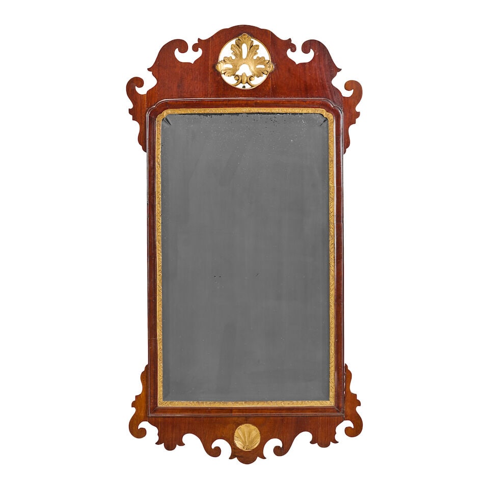 A matched pair of parcel gilt fret carved mirrors The George II red walnut mirror: 1740-1750; th... - 4