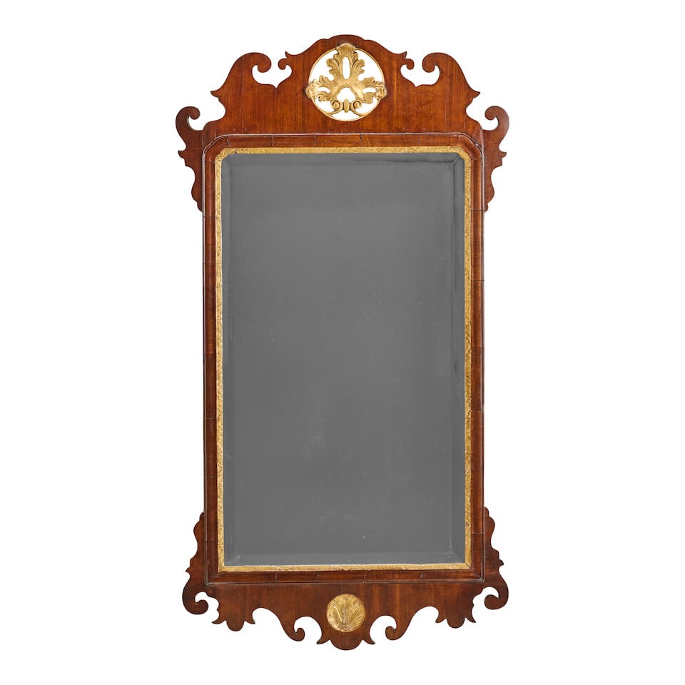 A matched pair of parcel gilt fret carved mirrors The George II red walnut mirror: 1740-1750; th... - 5