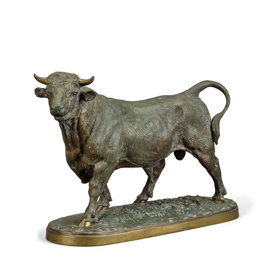 After Isidore Jules Bonheur (French, 1827-1901): A large gilt and patinated bronze model of Taur... - 4