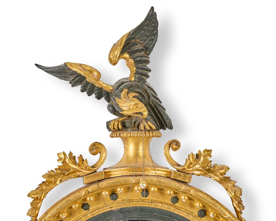A Regency giltwood and patinated bronze decorated convex mirror Circa 1815 - 3