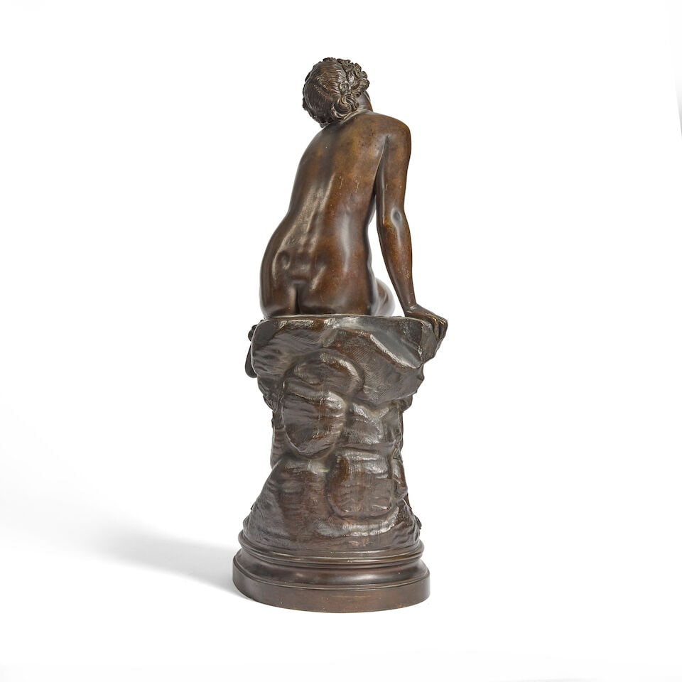 Francois Felix Roubaud (French, 1825-1876): A patinated bronze model of 'Ariadne Bitten' - 2