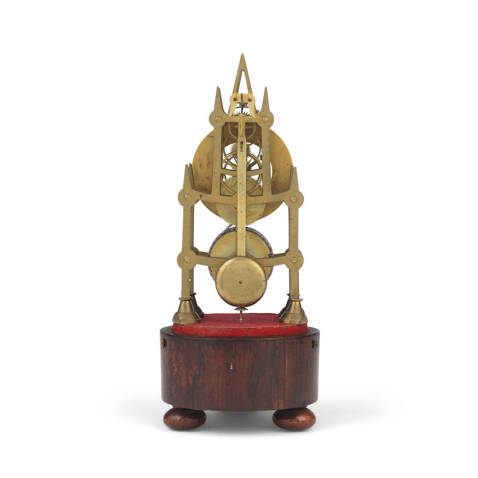 A late 19th century miniature skeleton timepiece together with a similar period French gilt bras... - 2