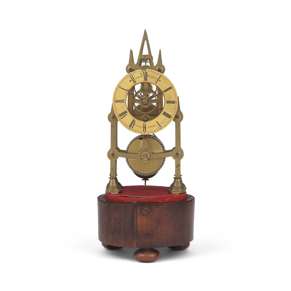 A late 19th century miniature skeleton timepiece together with a similar period French gilt bras... - 3