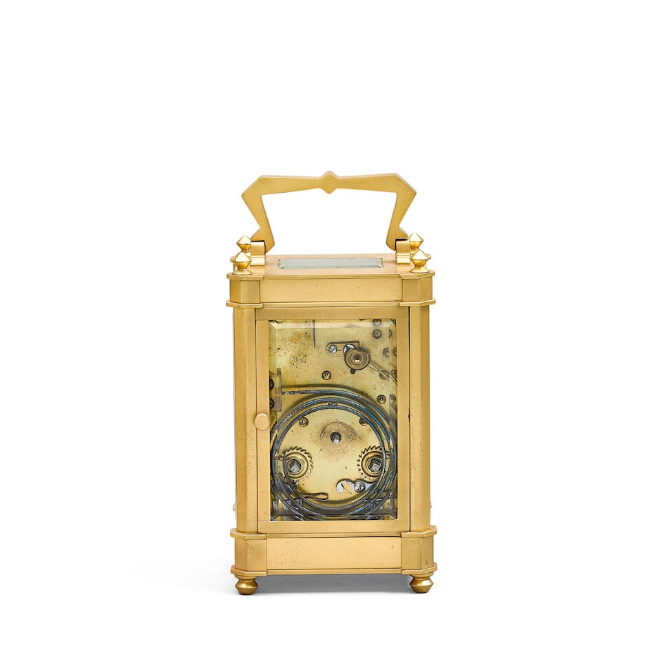A late 19th century miniature skeleton timepiece together with a similar period French gilt bras... - 5