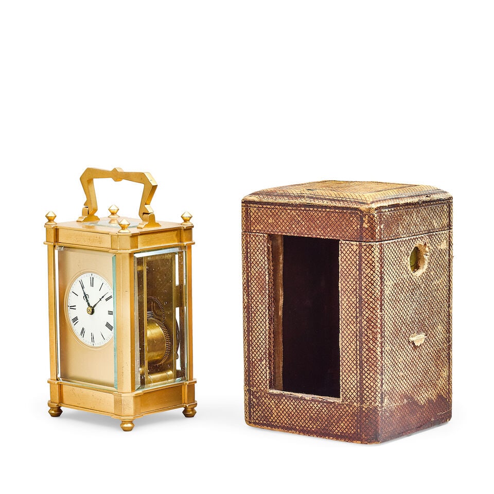 A late 19th century miniature skeleton timepiece together with a similar period French gilt bras... - 6