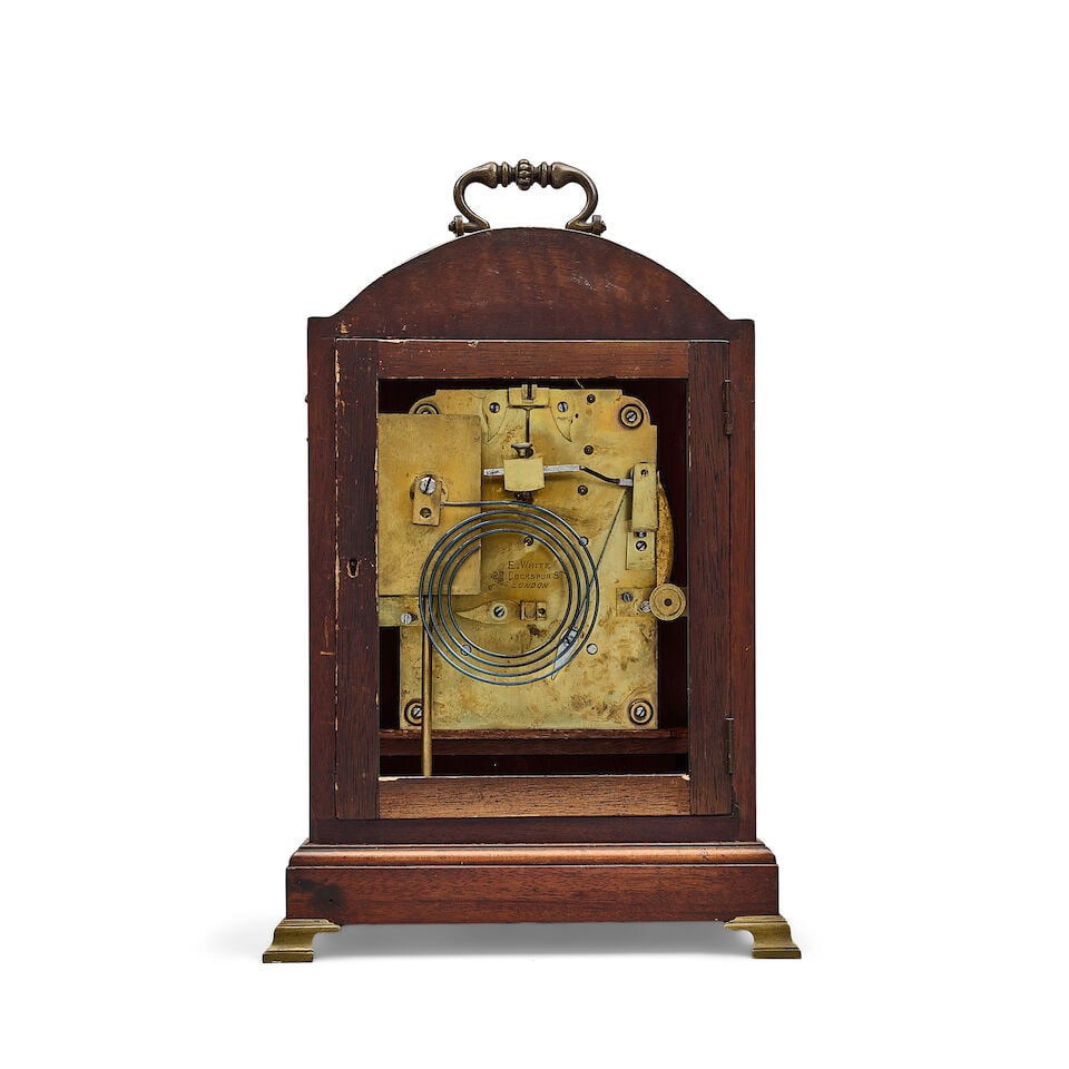 A late Victorian oak and ebonised drumhead table clock together with an Edwardian brass mounted ... - 3