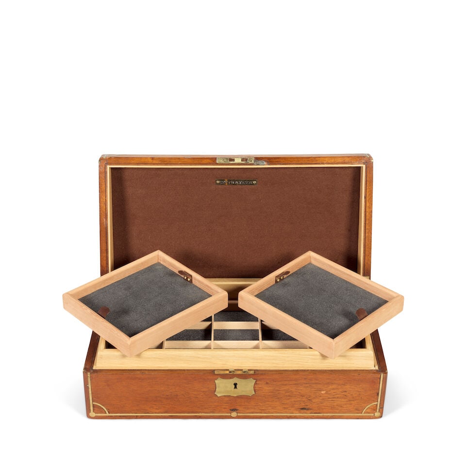 A mid 19th century brass inlaid rosewood writing slope, later converted to a fly box by Taylor a... - 2
