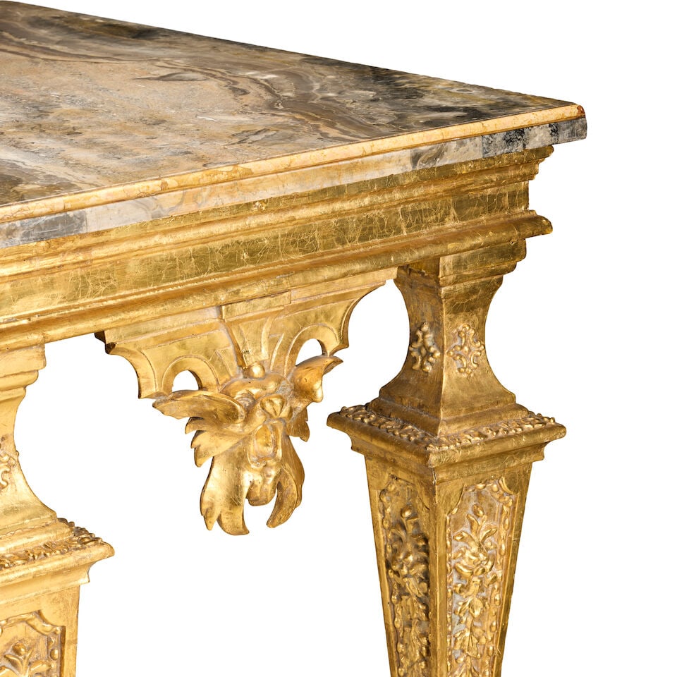 An Italian giltwood and gilt gesso pier table Largely 18th century, with a later (probably 19th ... - 3