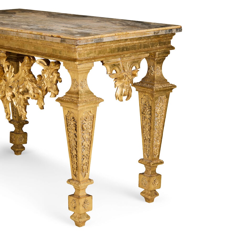 An Italian giltwood and gilt gesso pier table Largely 18th century, with a later (probably 19th ... - 4