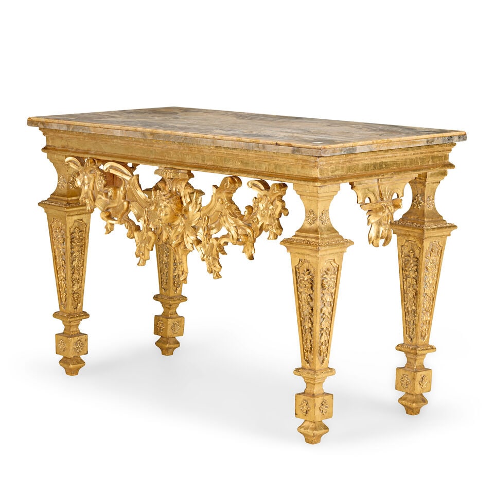 An Italian giltwood and gilt gesso pier table Largely 18th century, with a later (probably 19th ... - 5