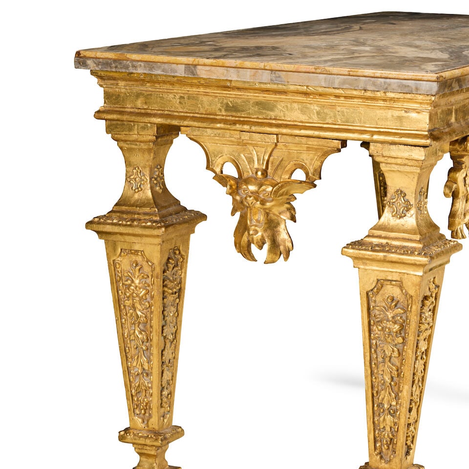 An Italian giltwood and gilt gesso pier table Largely 18th century, with a later (probably 19th ... - 6