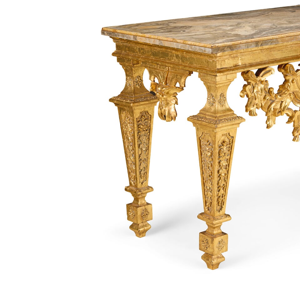 An Italian giltwood and gilt gesso pier table Largely 18th century, with a later (probably 19th ... - 7