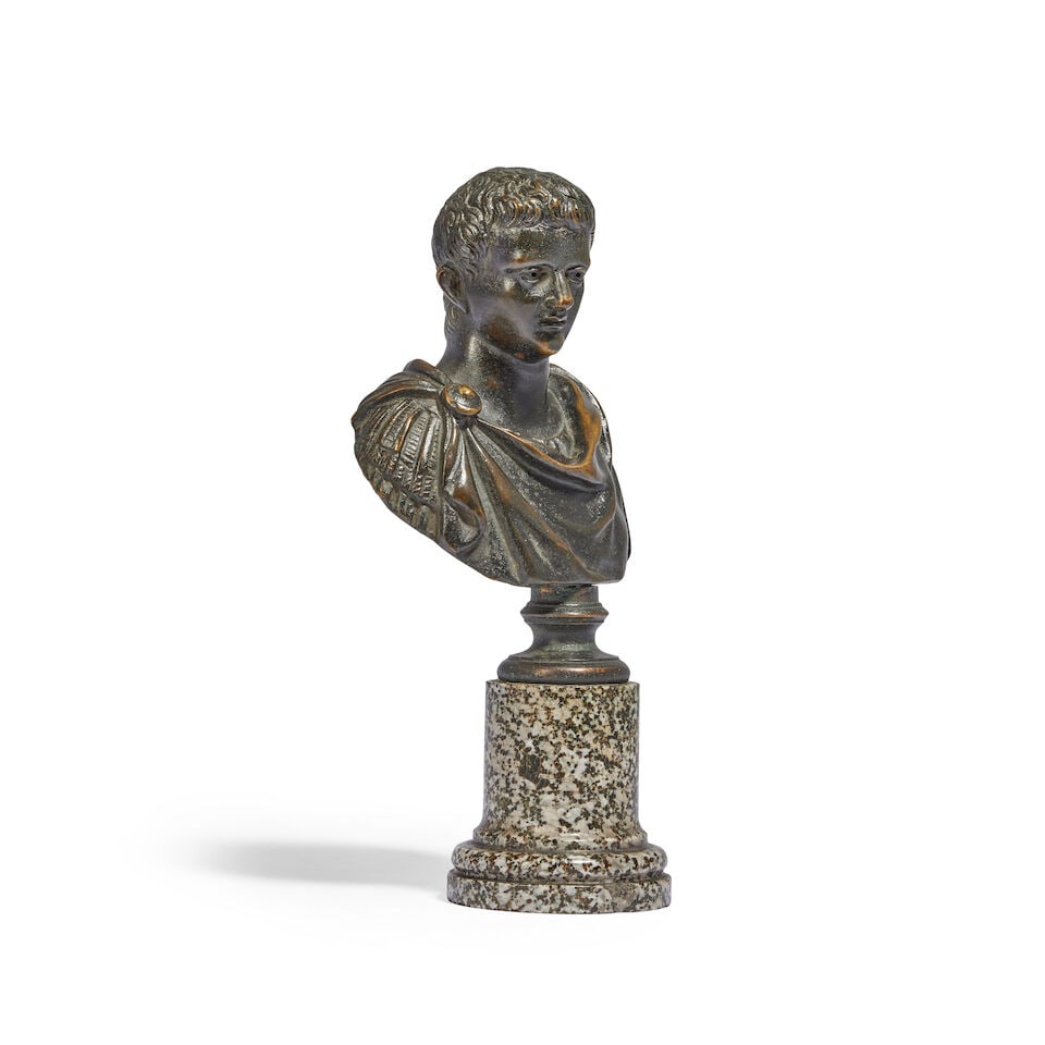 A 19th century patinated bronze bust of a Roman Emperor Probably depicting Augustus Caesar - 2
