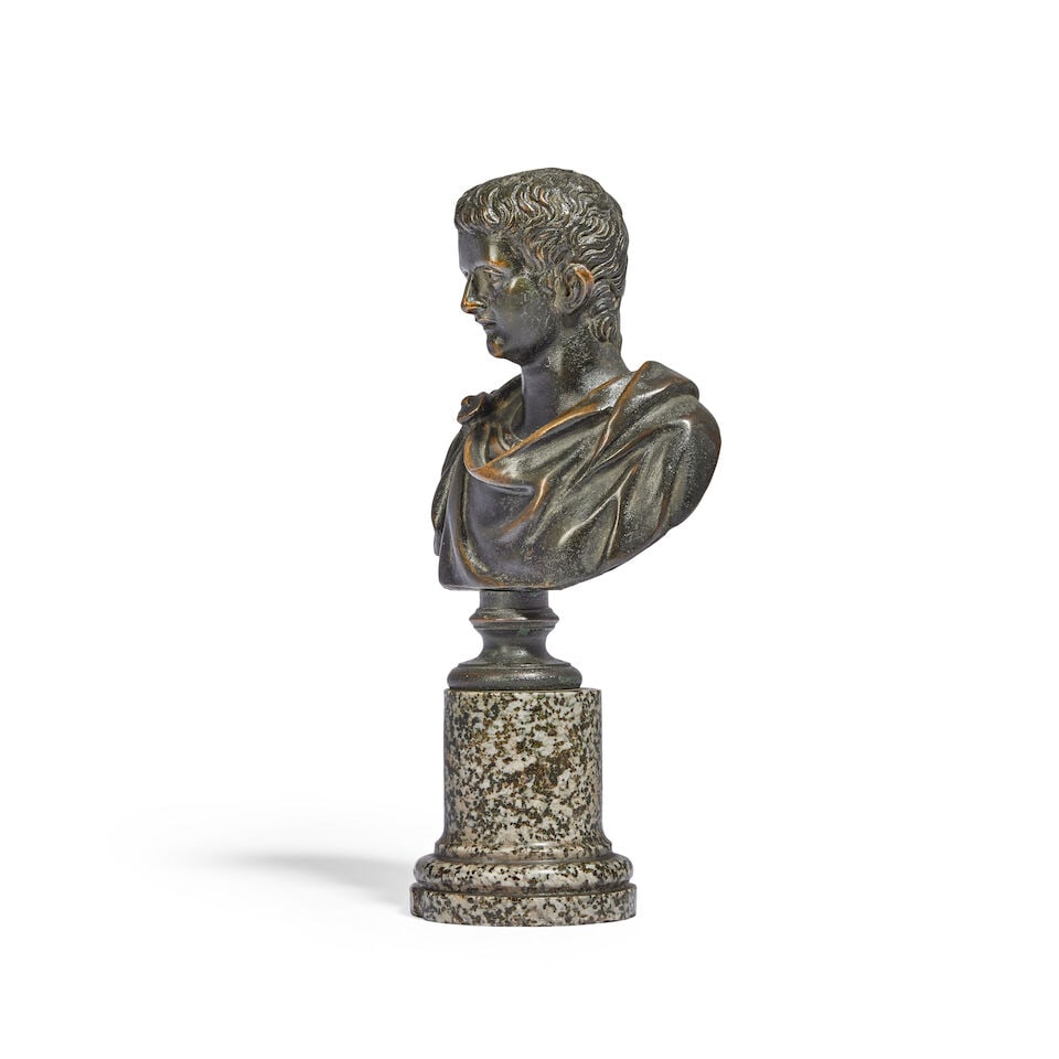 A 19th century patinated bronze bust of a Roman Emperor Probably depicting Augustus Caesar - 3