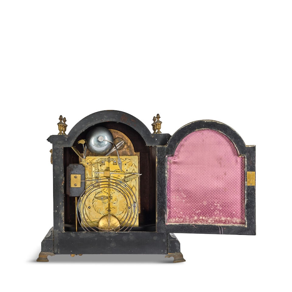 A large late 19th century ebonised chiming and striking table or bracket clock - 2