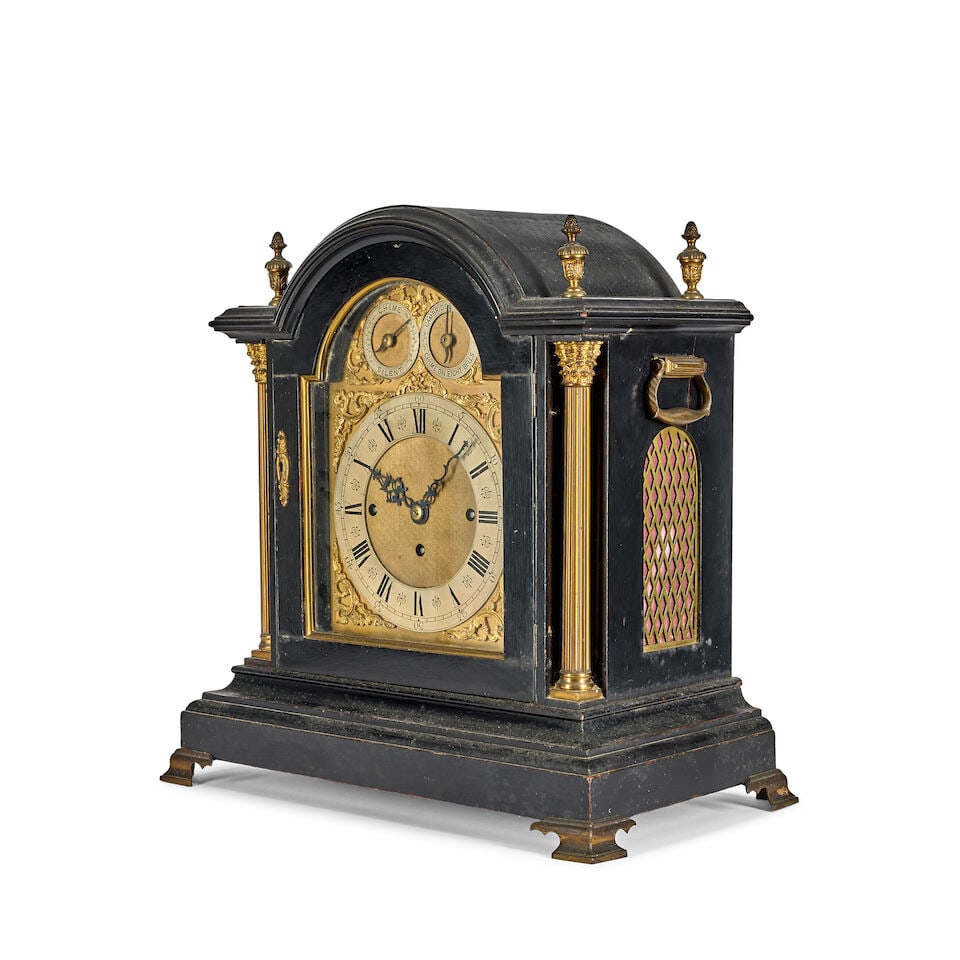 A large late 19th century ebonised chiming and striking table or bracket clock - 4