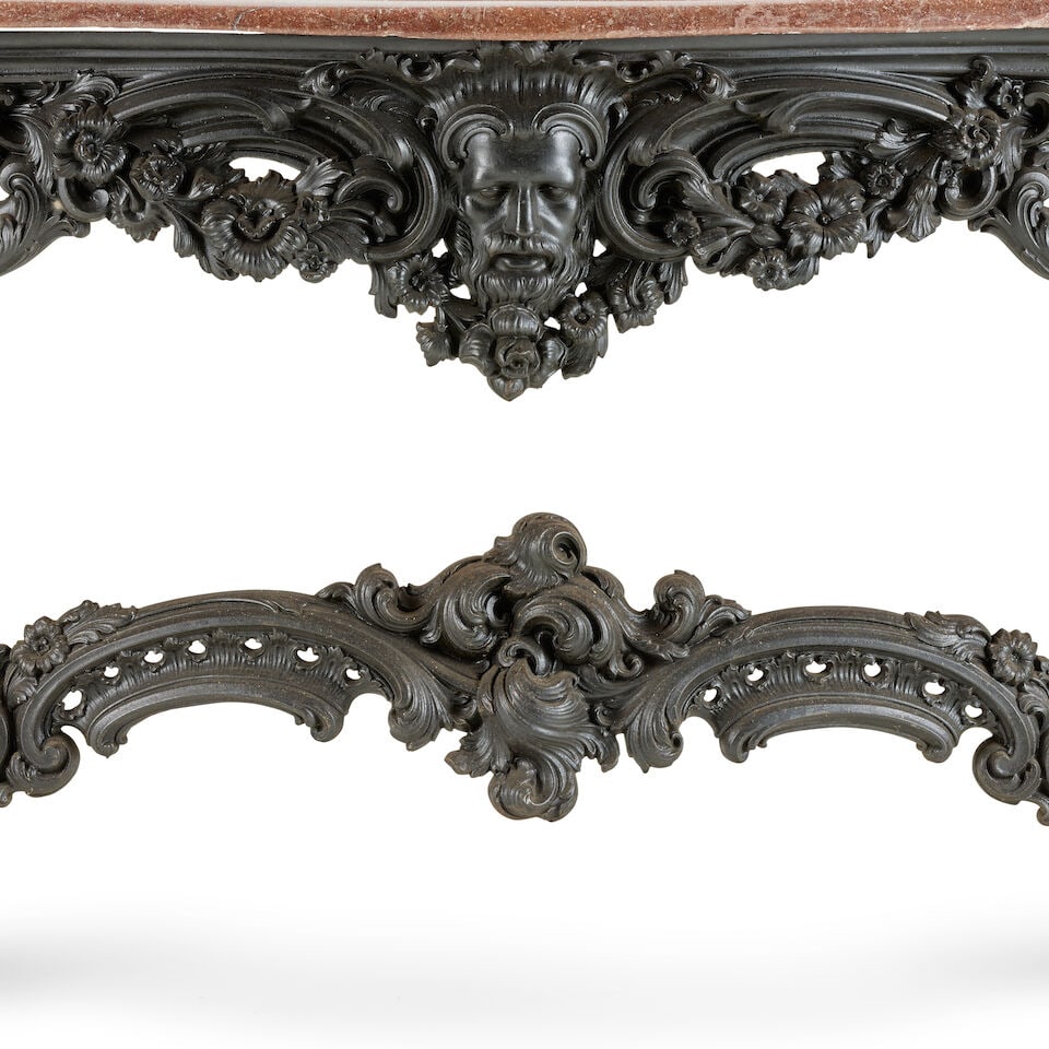 An early Victorian painted cast-iron serpentine console tableCirca 1840, possibly by James Yates... - 4
