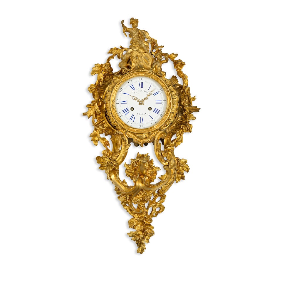 A large third quarter 19th century French gilt bronze bronze figural cartel clock In the Louis ... (1 of 3)