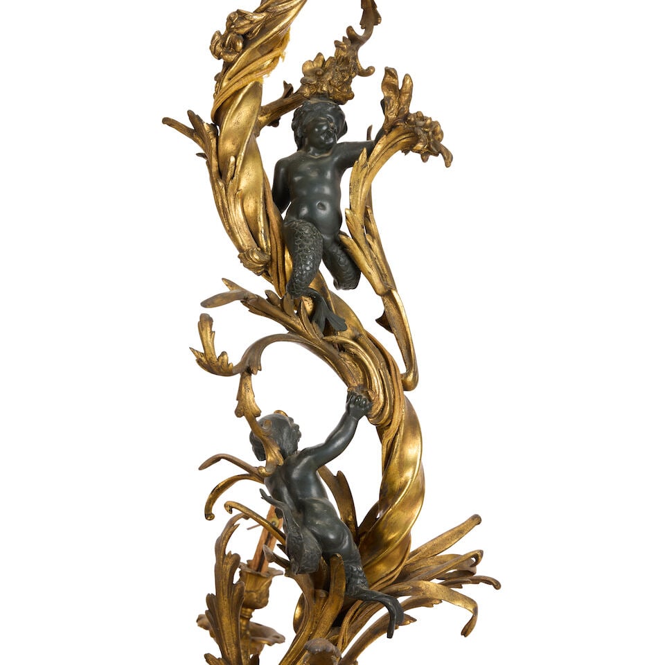 A late 19th century French gilt bronze and patinated figural twelve-light gilt and patinated bro... - 3