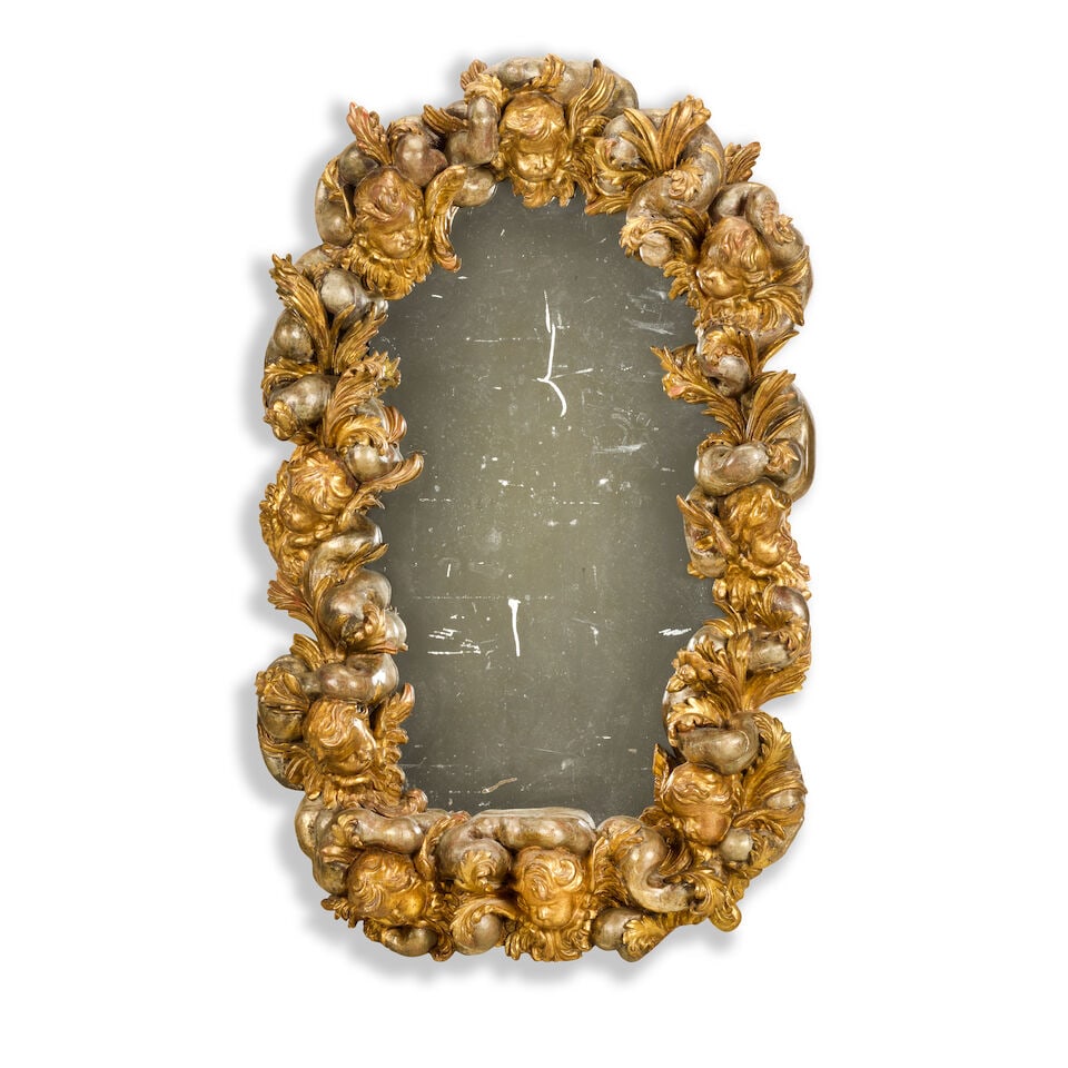 An Italian 19th century Baroque revival giltwood and silvered mirror (1 of 2)