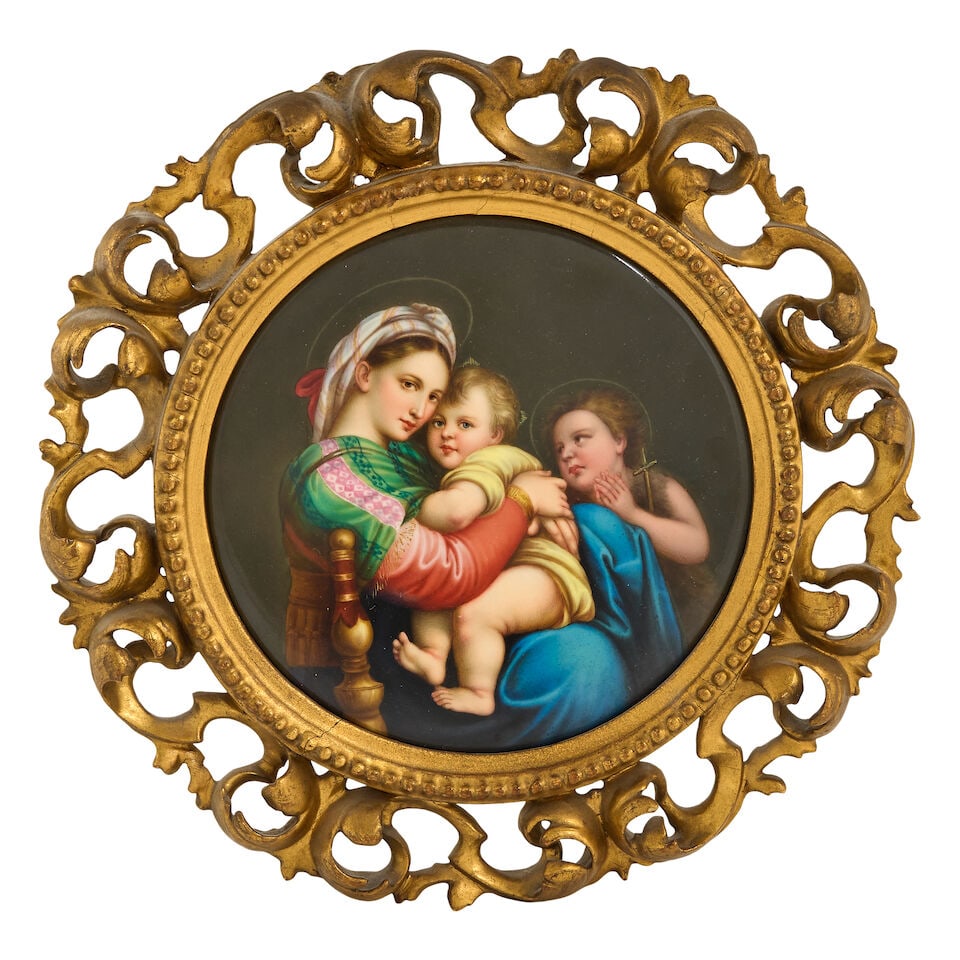 A 19th century Continental circular porcelain painted plaque In the KPM style, after Raphael (Ur... (1 of 2)