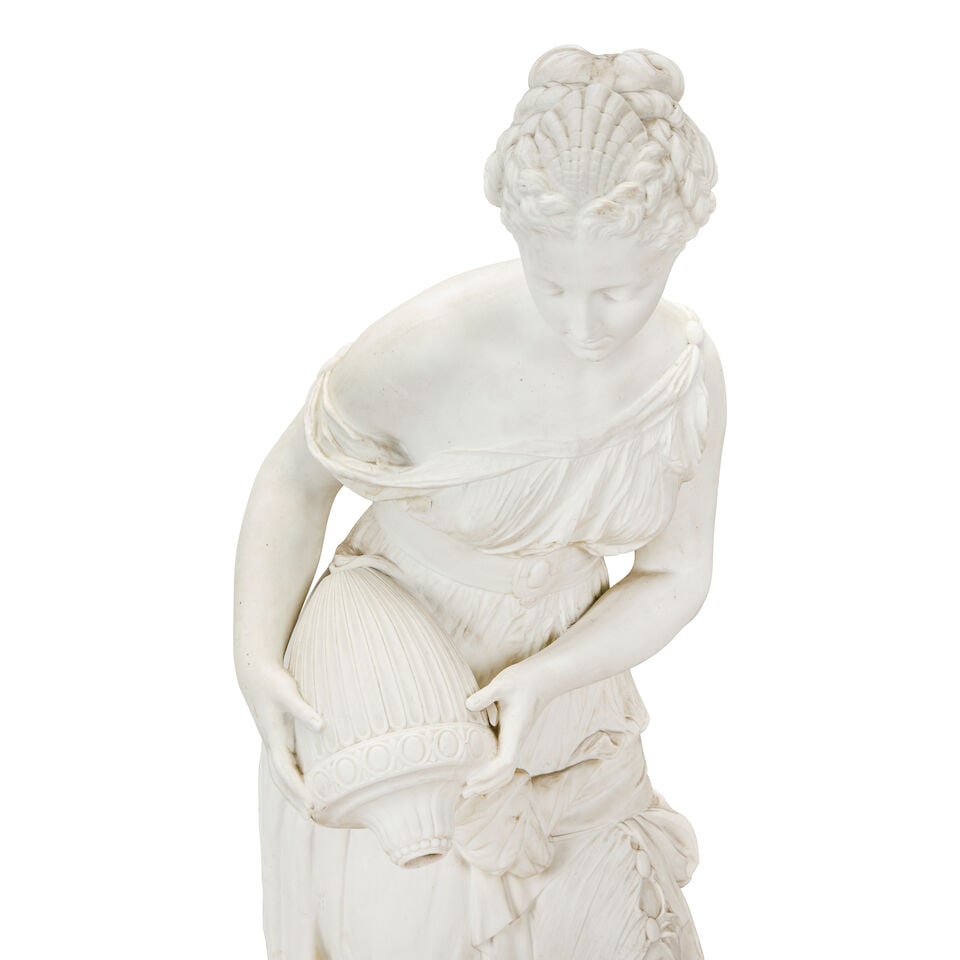 An impressive late 19th century Vion et Baury biscuit porcelain figure of a classical female wat... - 5
