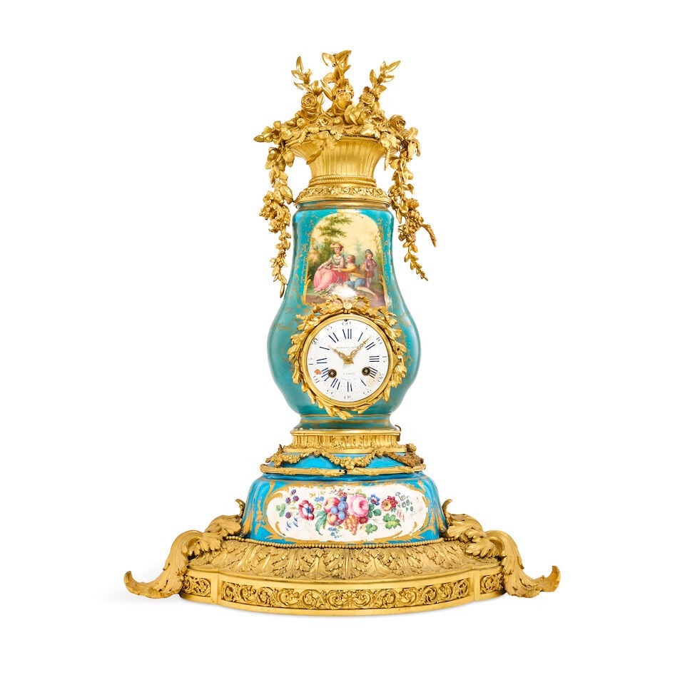 An unusual third quarter 19th century French gilt bronze mounted Sèvres style porcelain dua... - 2