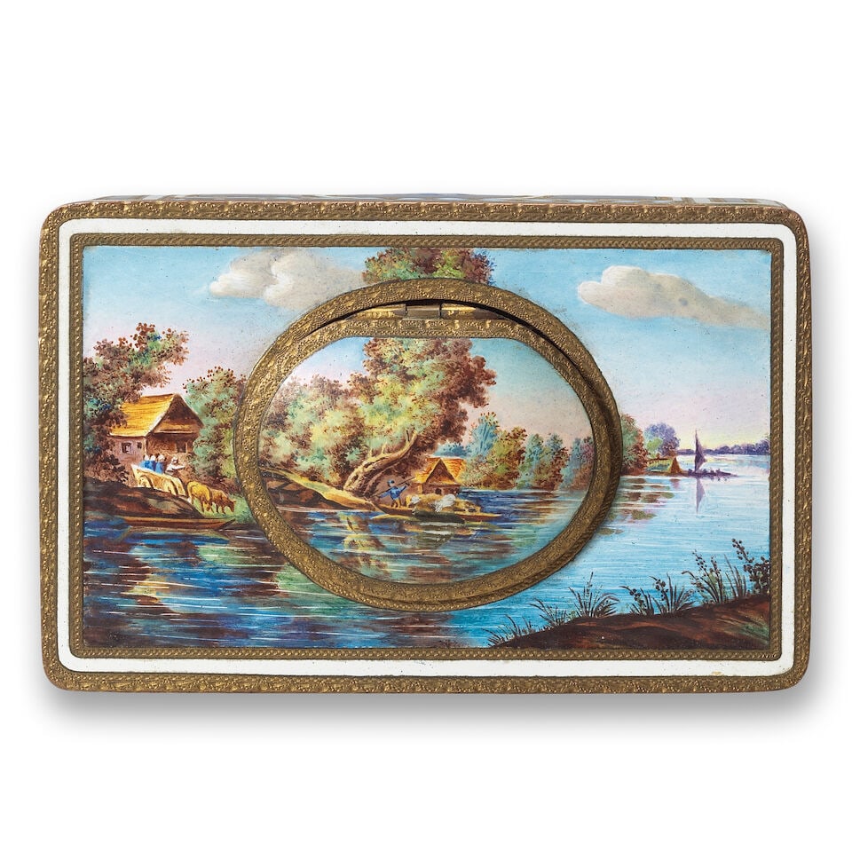 A 20th century Griesbaum gilt metal and enamel singing bird music box German, in the late 18th c... - 2